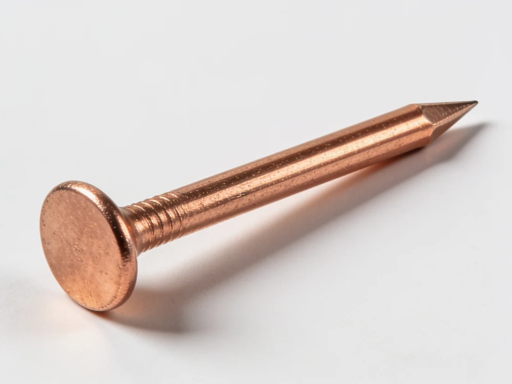 Copper roofing nail — Solid copper